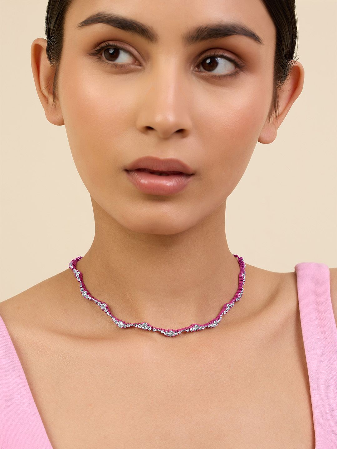 

Isharya Brass Necklace, Pink