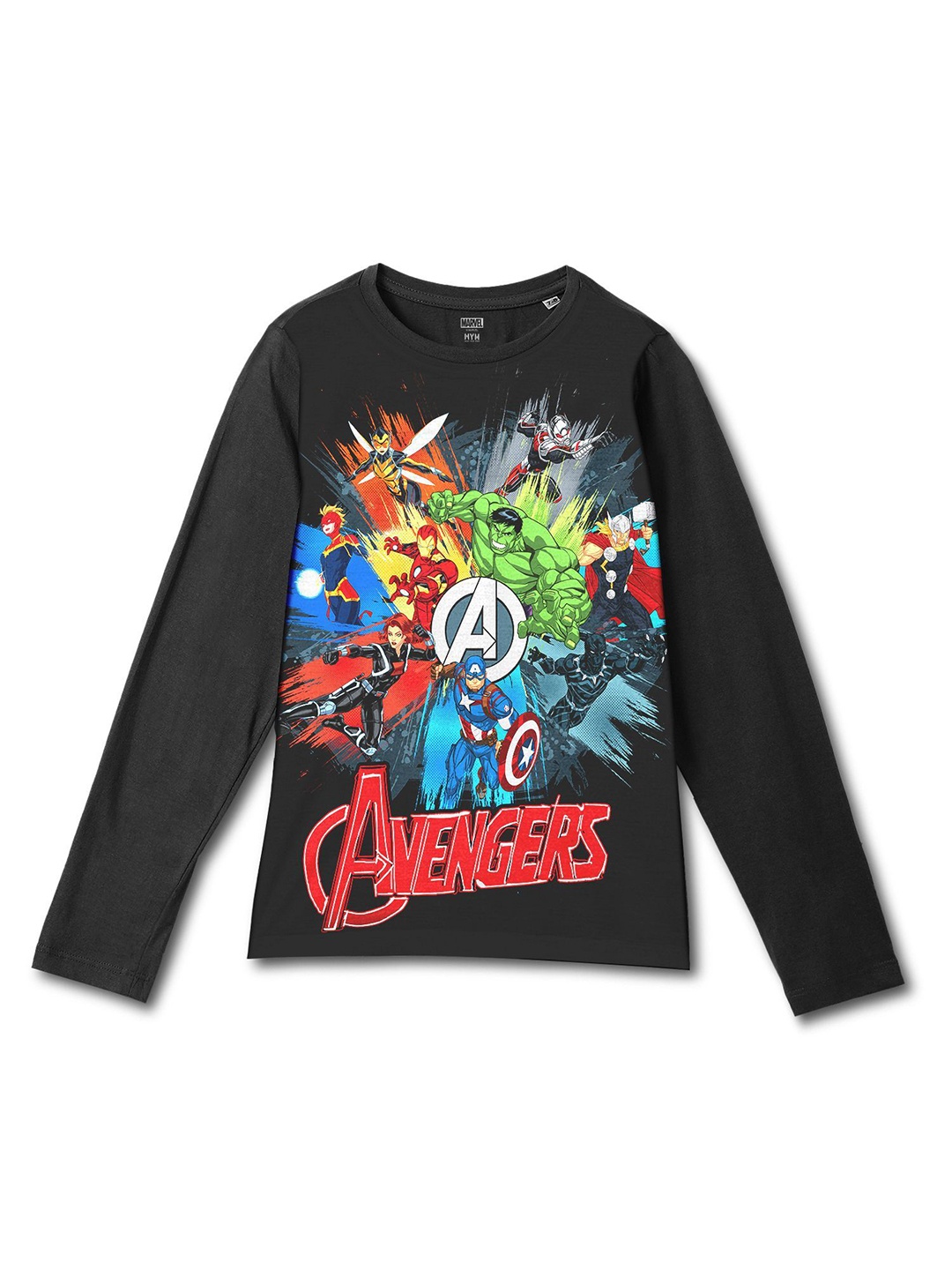 

Wear Your Mind Boys Avengers Printed Applique T-shirt, Black