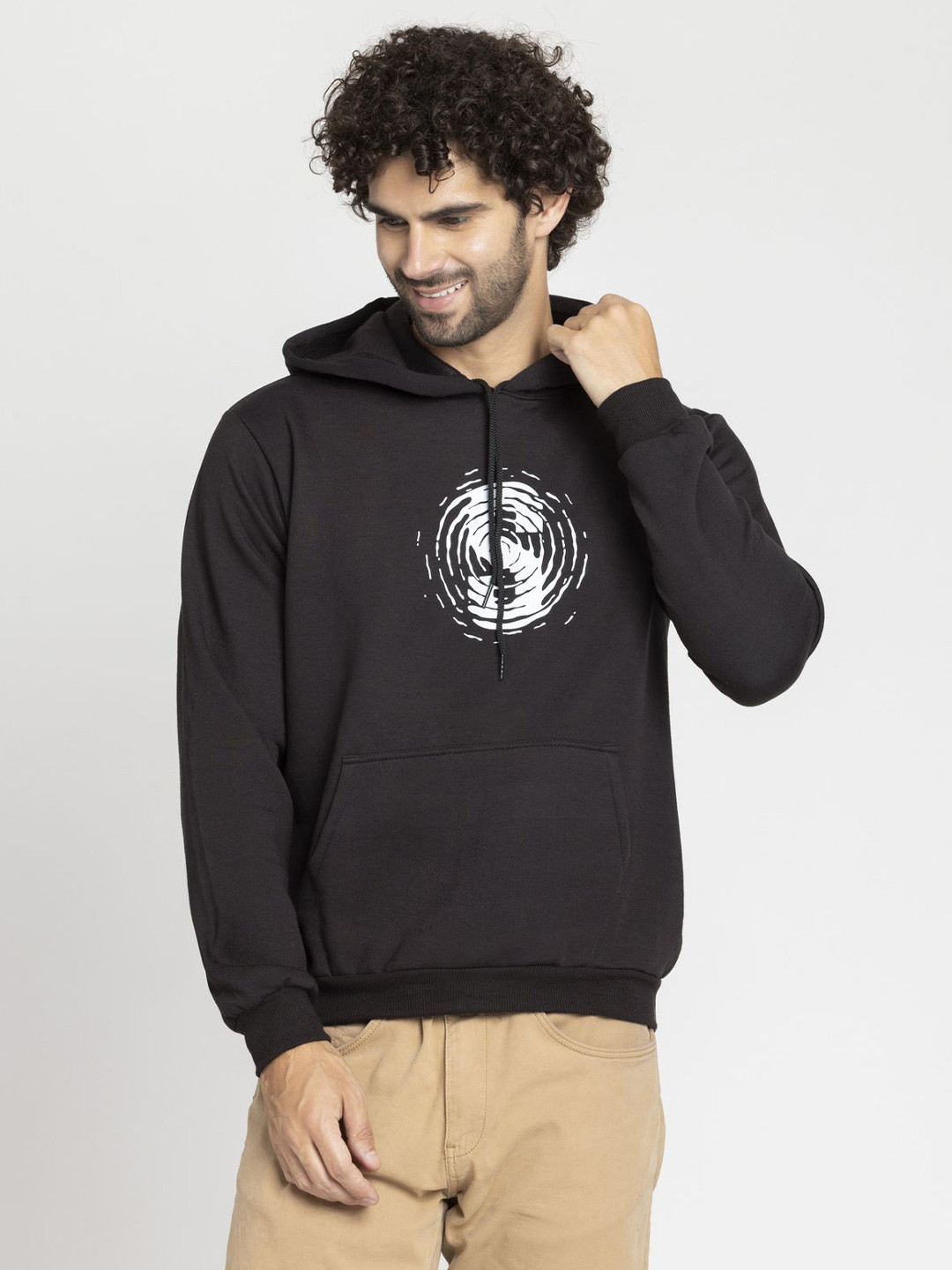 

OCTICS Men Printed Hooded Sweatshirt, Black
