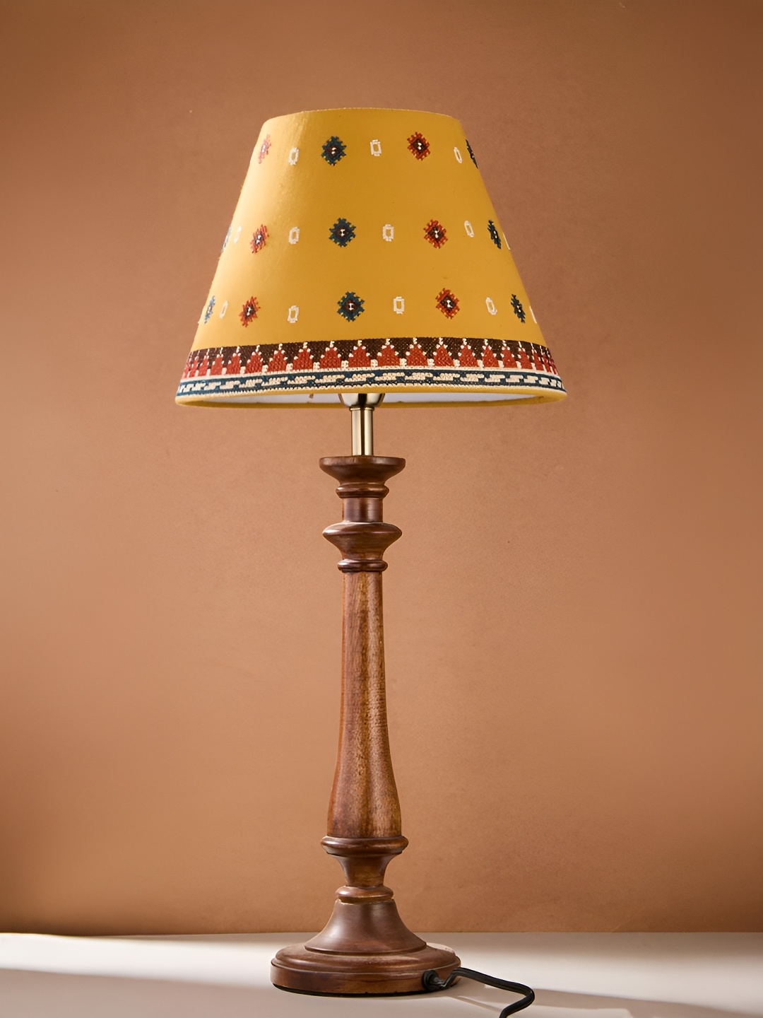 

Fabindia Yellow Cotton Tapered Drum Lamp Shade- M