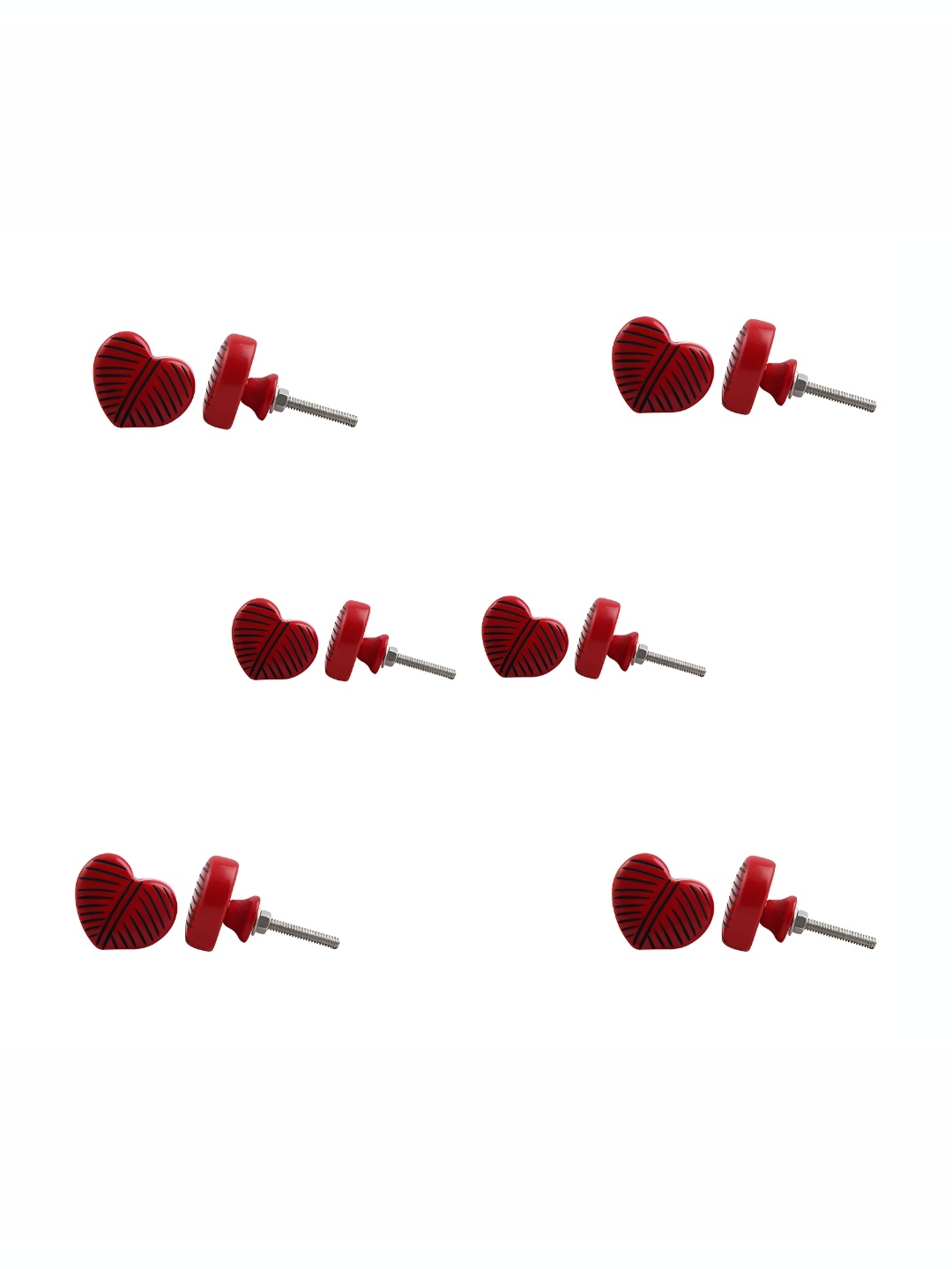 

Indianshelf 6Pcs Red & Black Textured Glass Heart Knobs