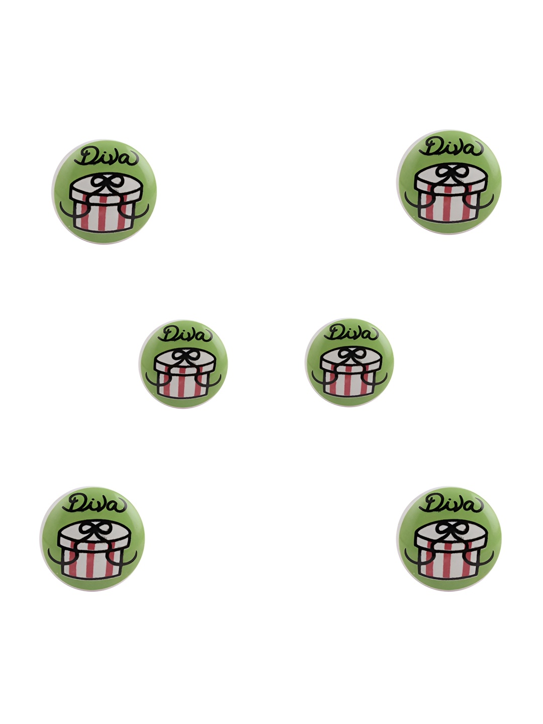 

Indianshelf 6Pcs Green & White Textured Ceramic Knobs