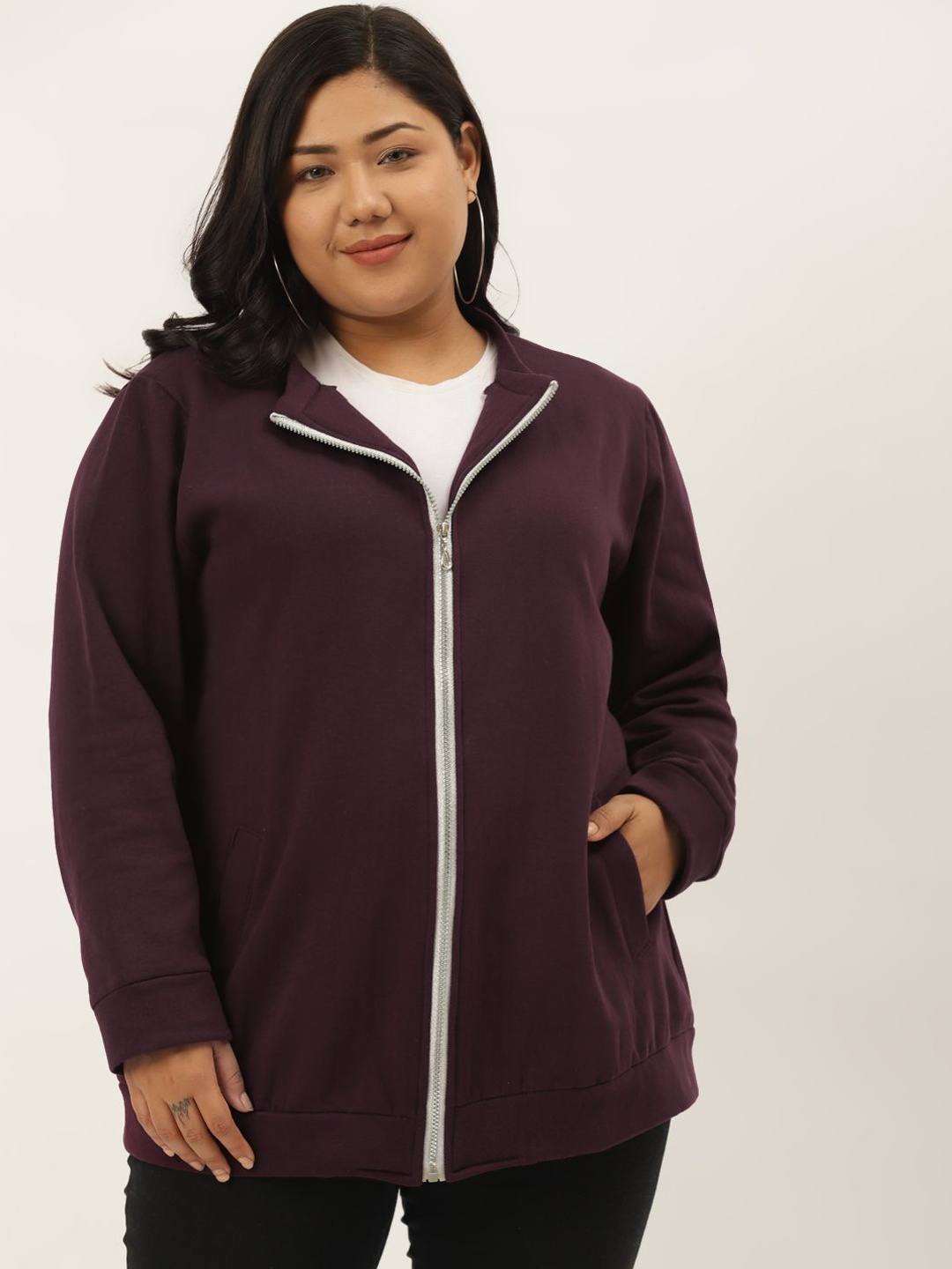 

theRebelinme Women Open Front Jacket, Burgundy