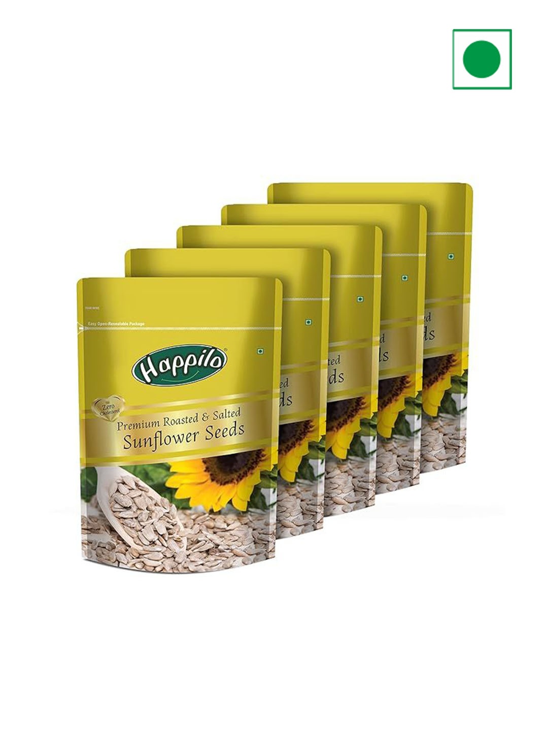 

Happilo 5 Pcs Oven Roasted & Salted Sunflower Seeds 250 g Each, Green