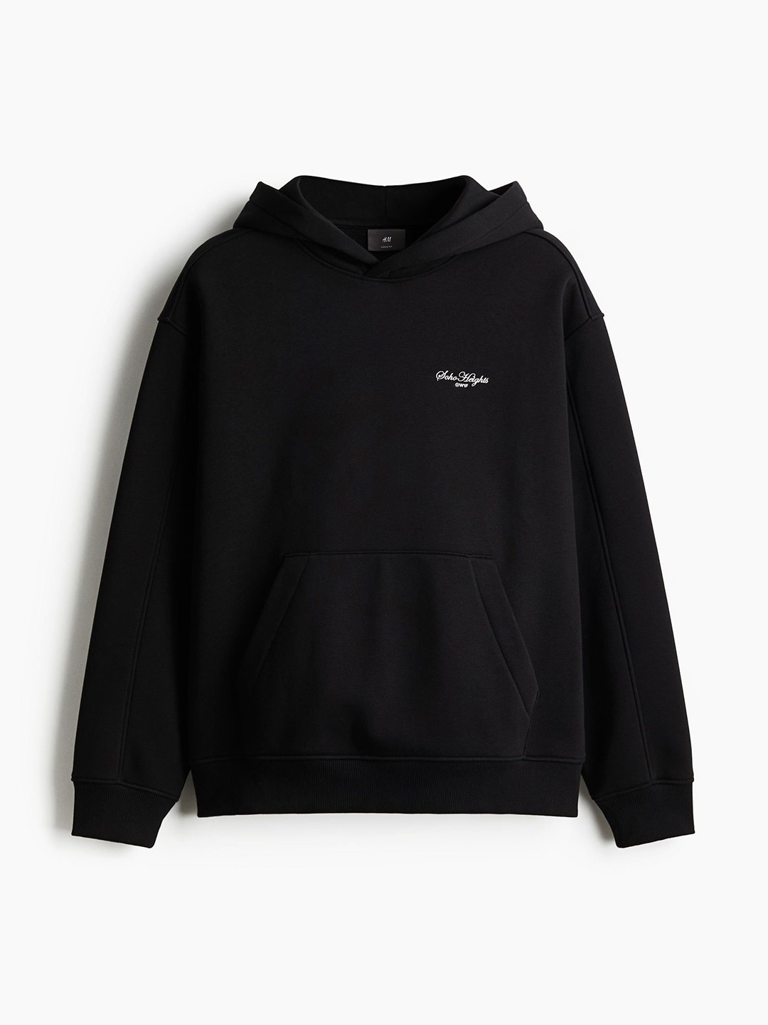 

H&M Men Loose Fit Printed Hoodie, Black