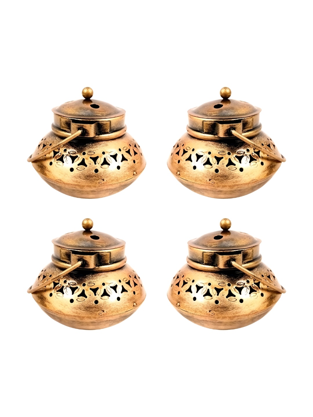 

apka mart Gold-Toned Set of 4 Candle Holder