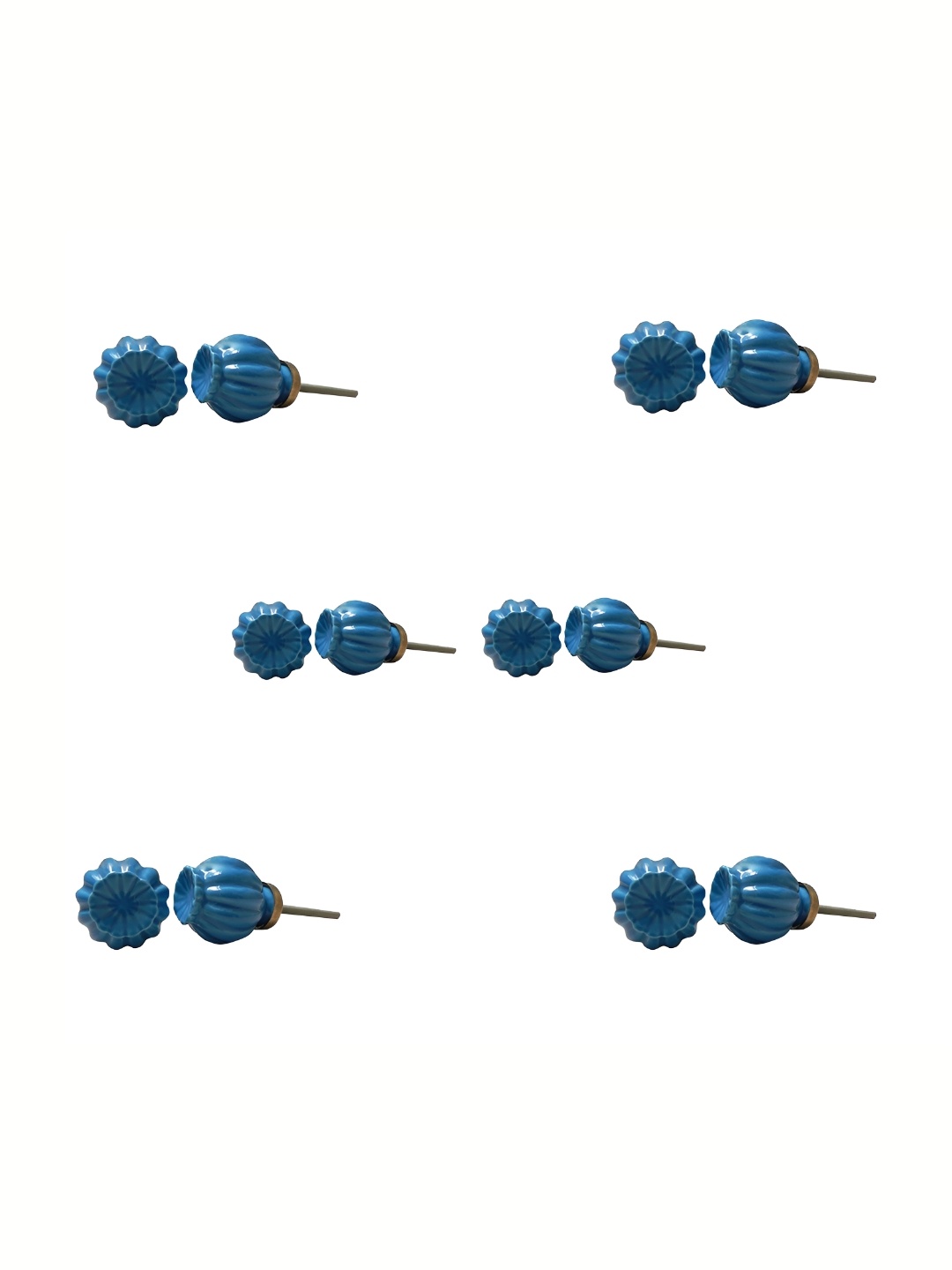 

Indianshelf 6Pcs Blue Textured Ceramic Umbrella Knobs