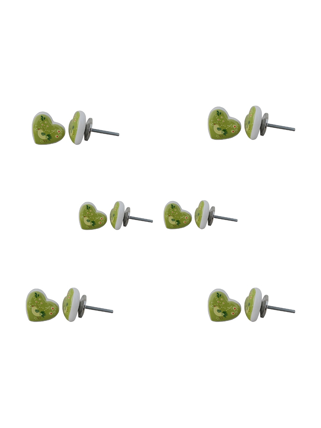 

Indianshelf 6-Pcs White & Green Bird Printed Ceramic Knobs