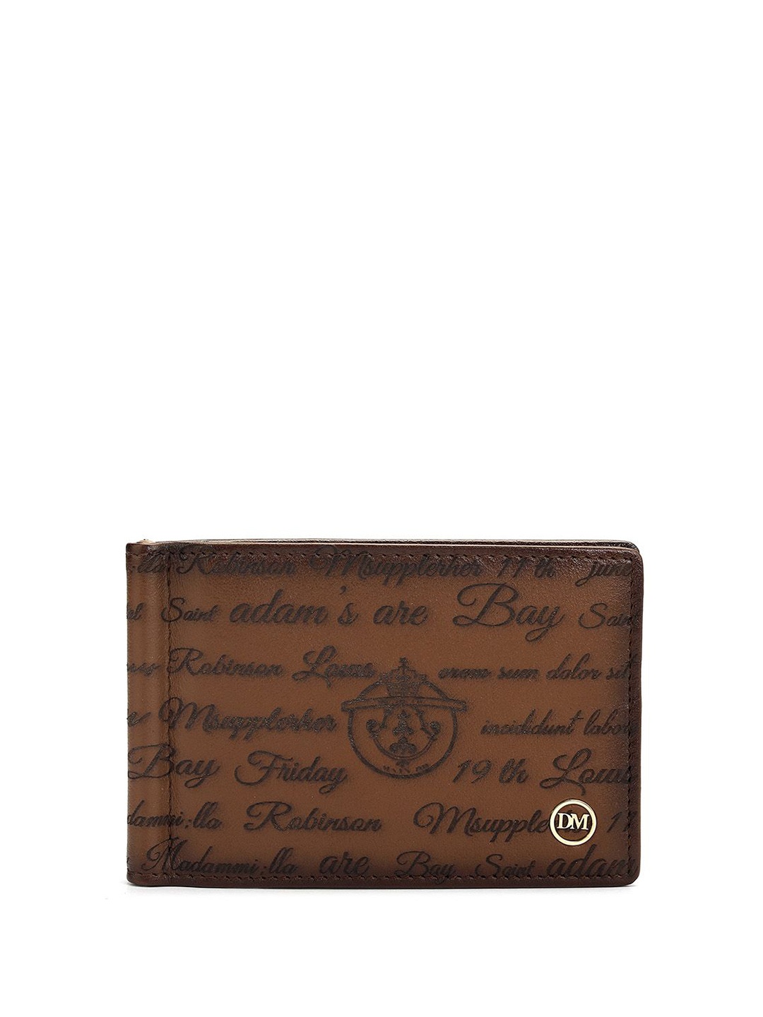 

Da Milano Men Typography Printed Leather Two Fold Wallet, Brown