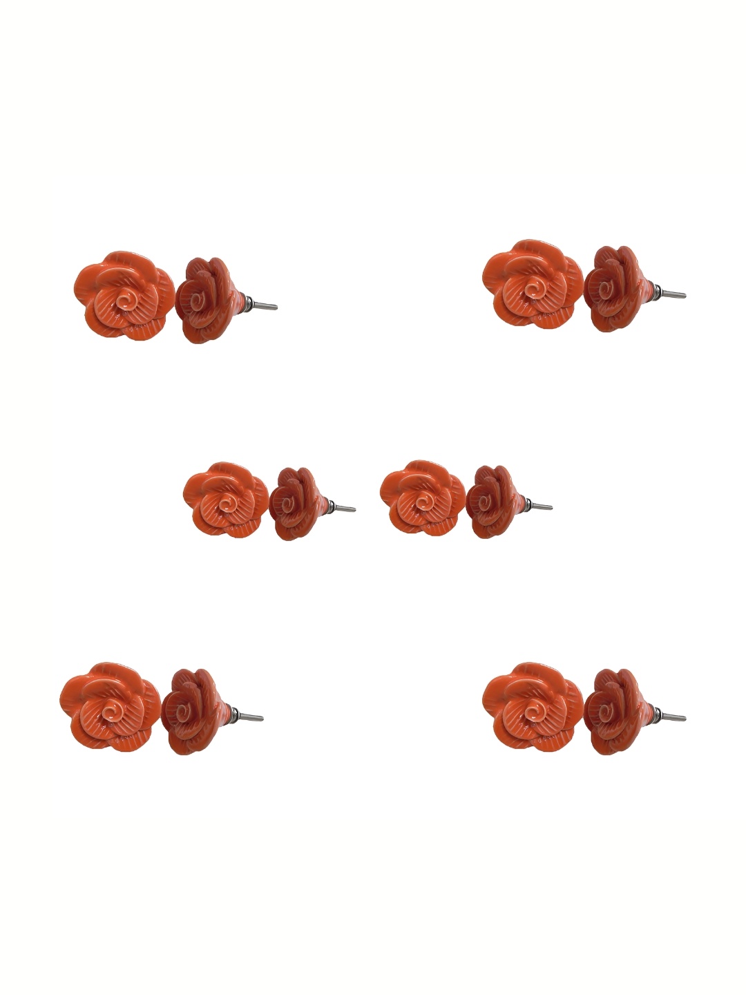 

Indianshelf 6-Pcs Orange Colored Rose Flower Ceramic Knobs