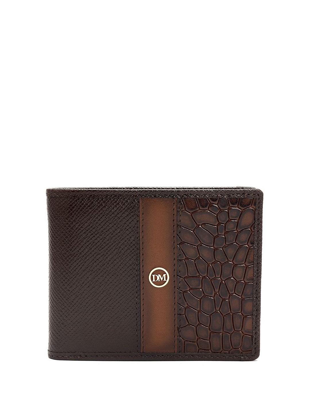 

Da Milano Men Textured Leather Two Fold Wallet, Brown