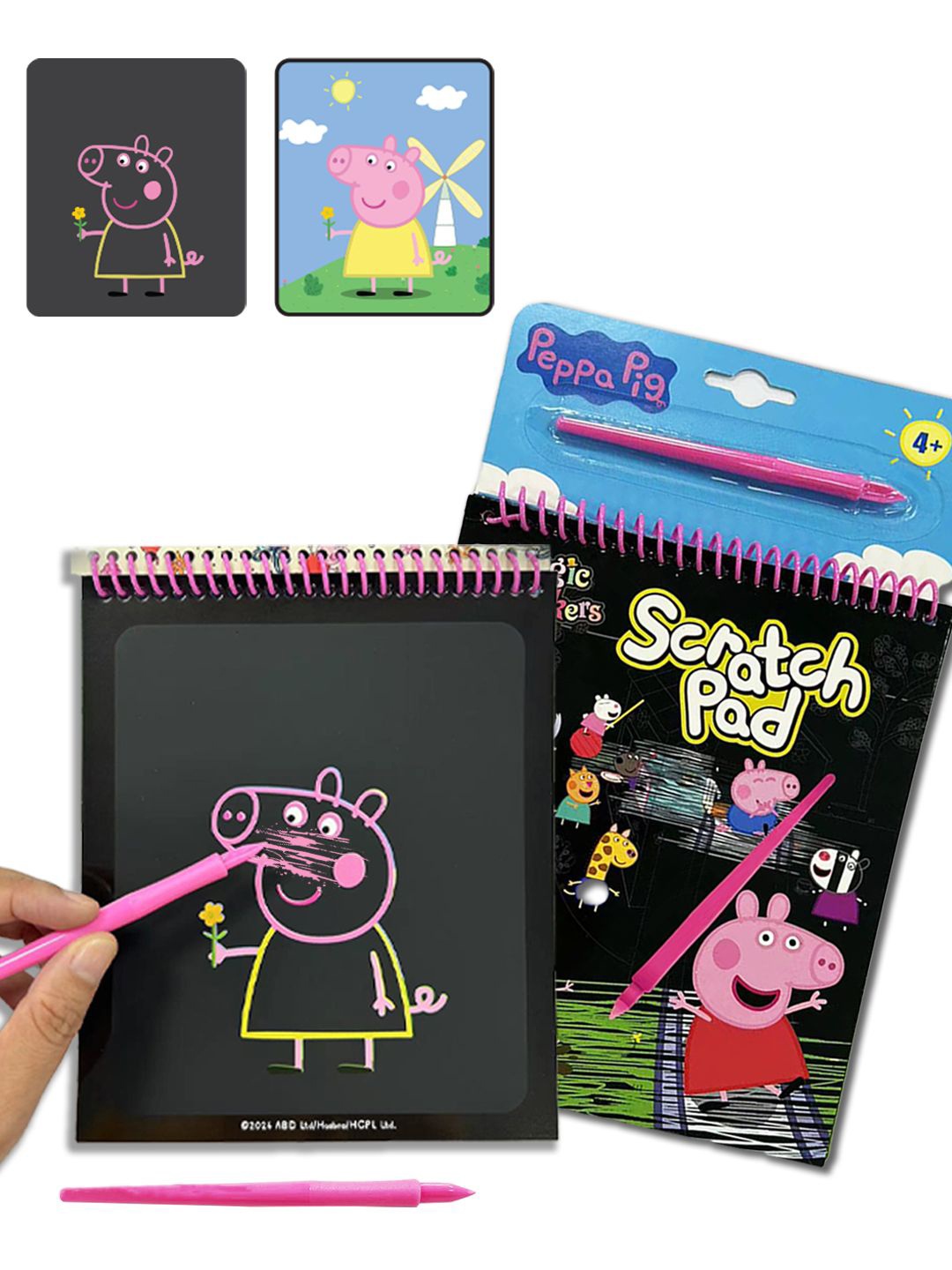 

WEMBLEY Black & Pink Peppa Pig Scratch Pad Art Notepad