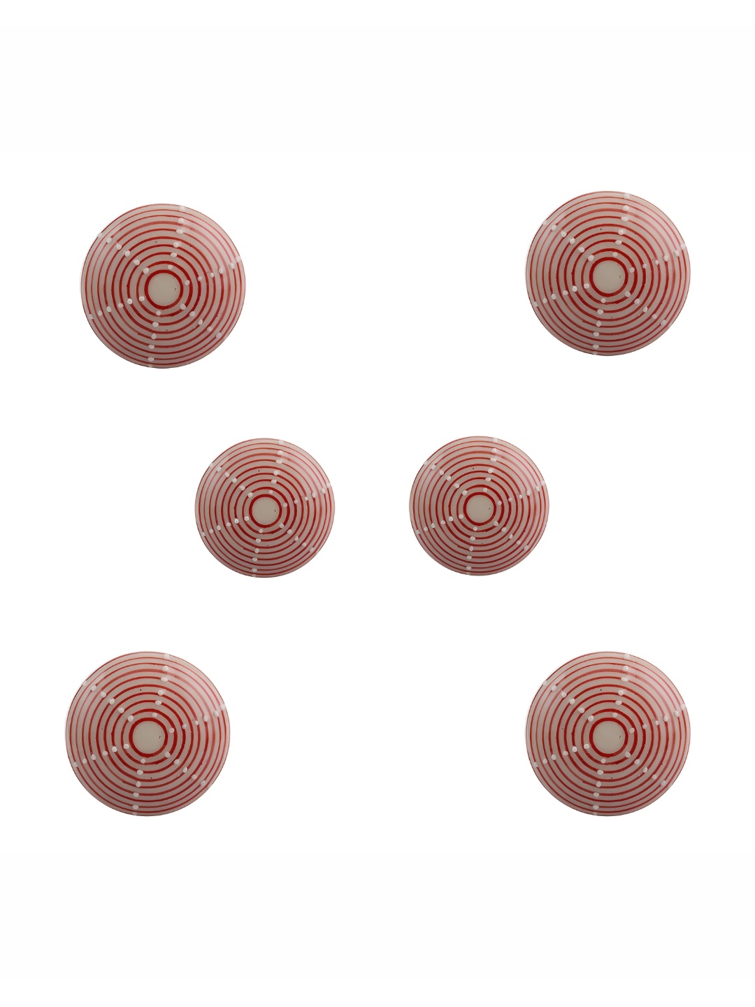 

Indianshelf 6Pcs Red & White Textured Ceramic Knobs