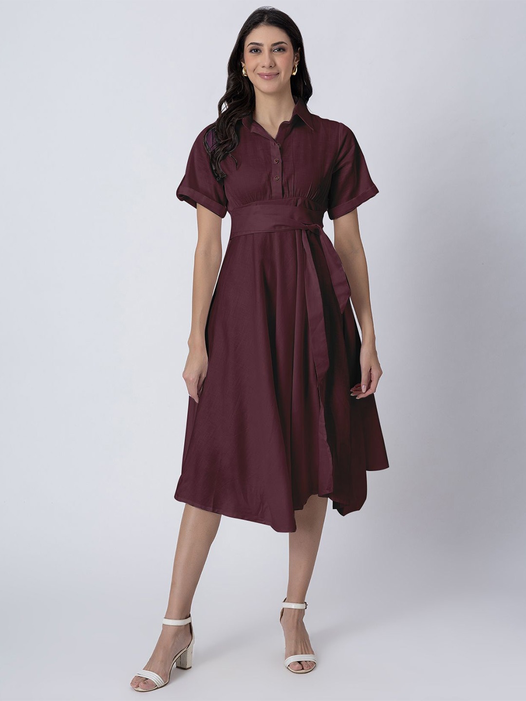 

Moomaya Fit & Flare Dress, Burgundy