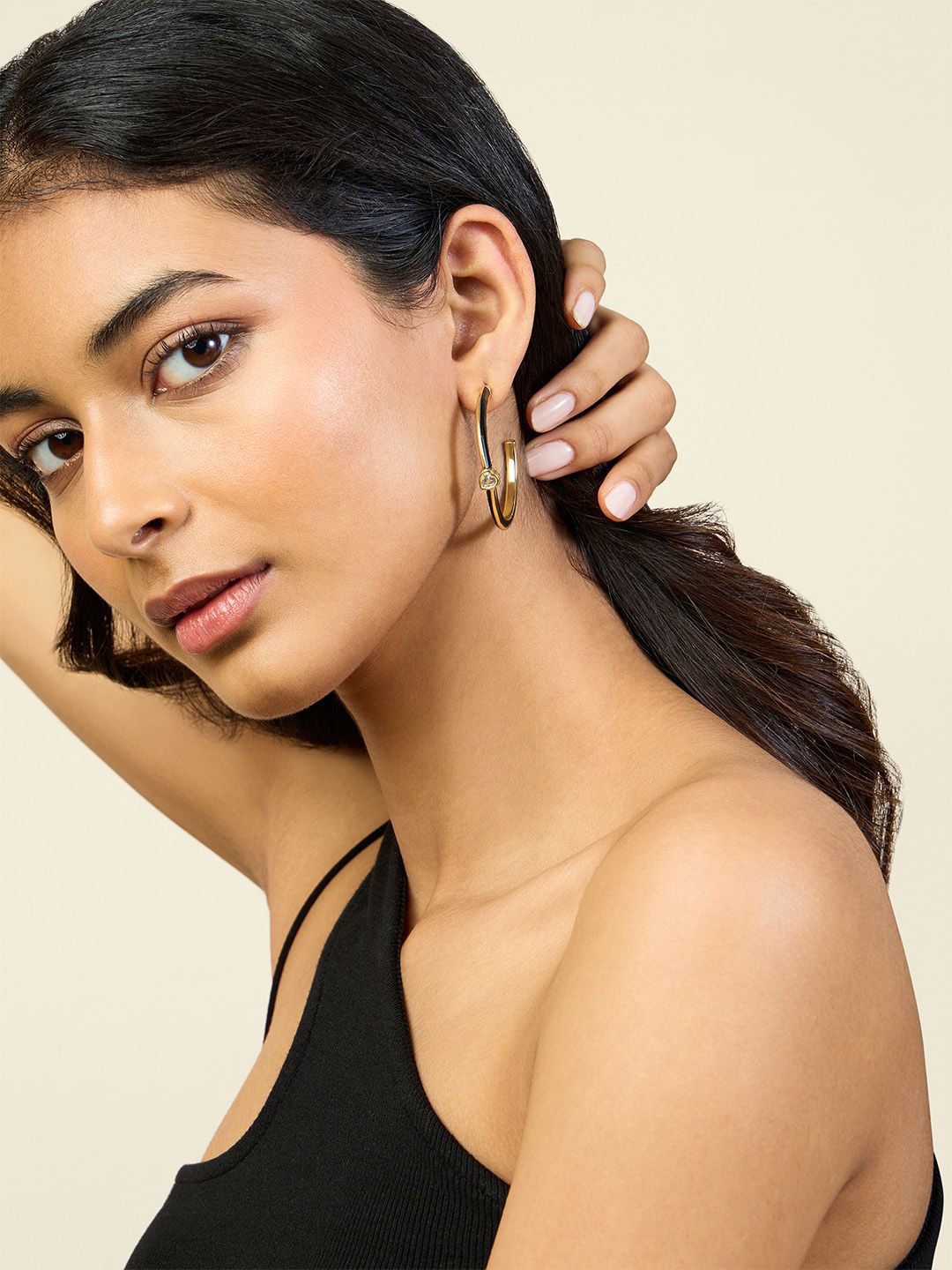 

Isharya Contemporary Hoop Earrings, Black