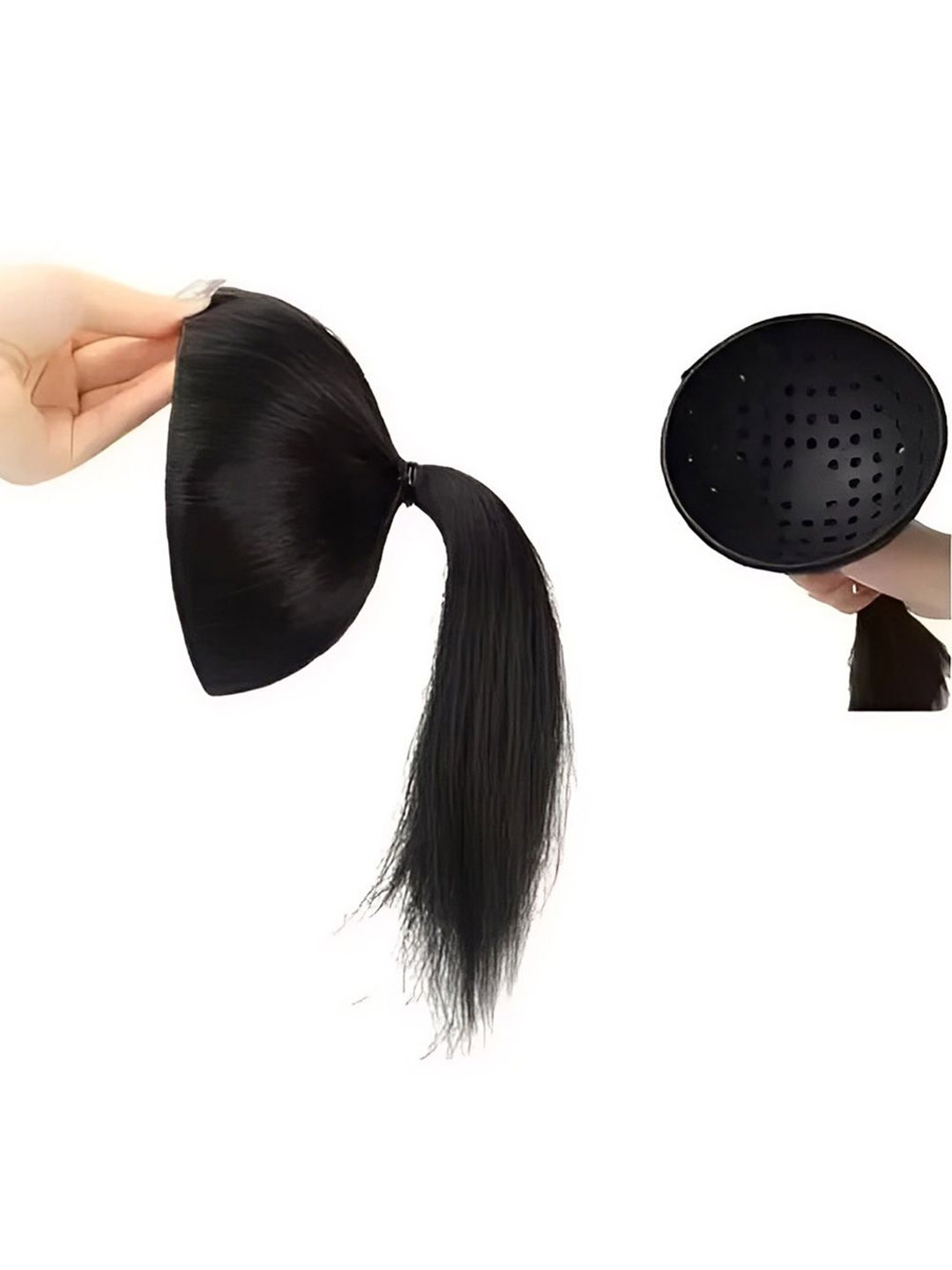 

D-Divine Ball Head Wig Wrapped With Grapefruit Peel Flower Bud Head Ponytail- 35 cm- Black