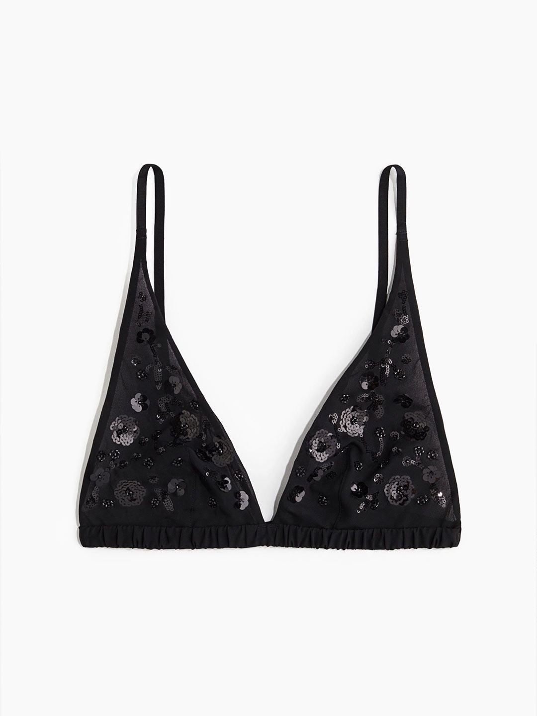 

H&M Embellished Soft Bra, Black