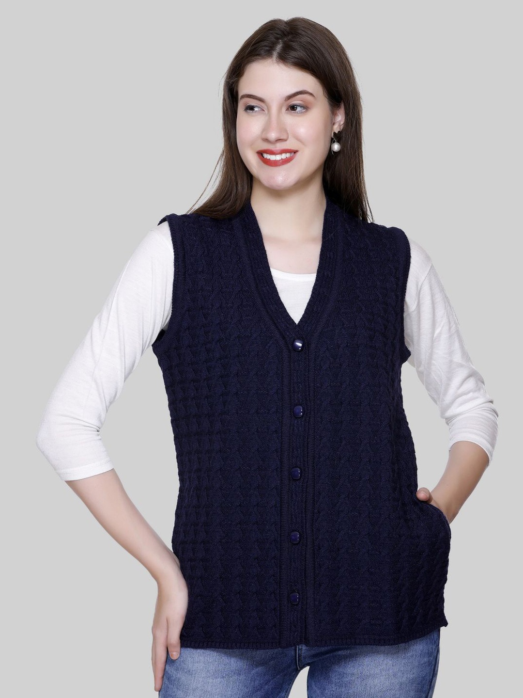 

Pampara Women Sweater Vest, Navy blue