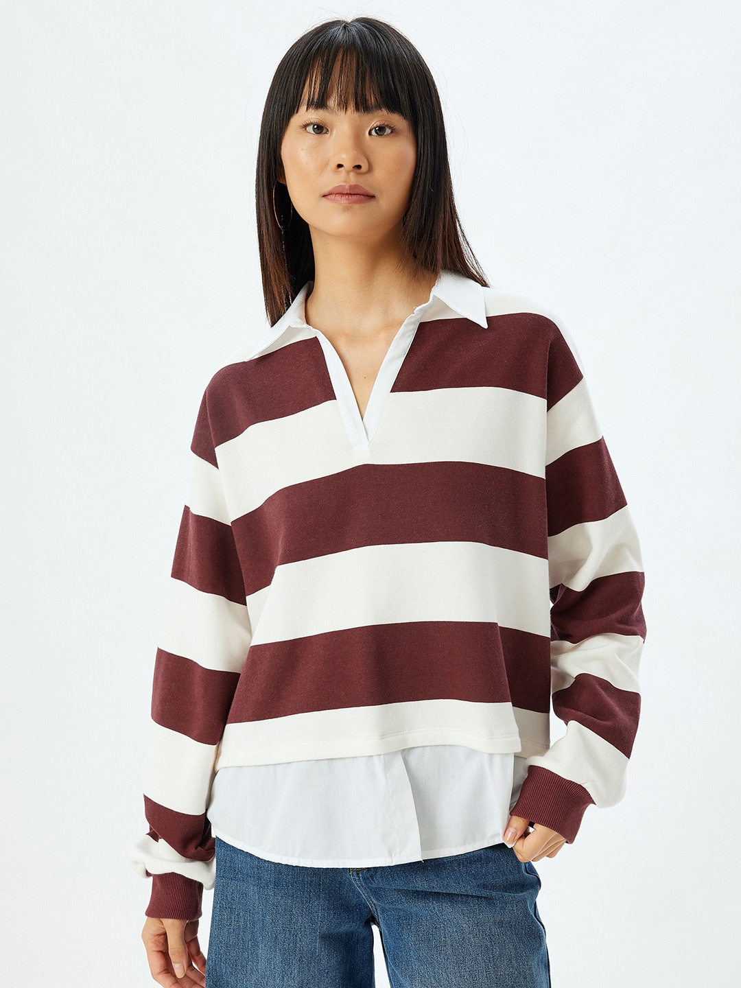 

Koton Women Striped Sweatshirt, Red