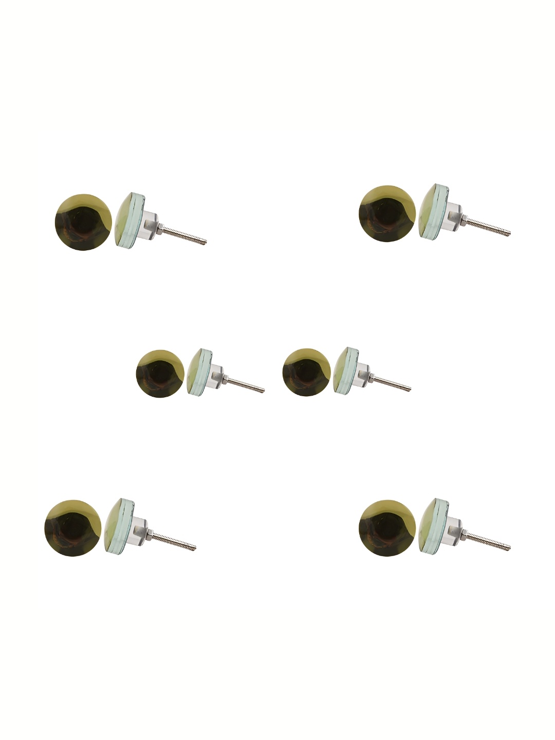 

Indianshelf 6-Pcs Green & Brown Glossy Glass Knobs