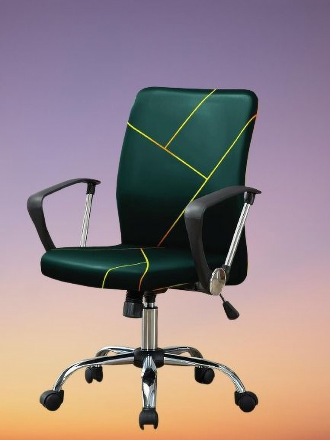 

HOUSE OF QUIRK Green Printed Durable Zipper Stretchable Desk Chair Cover