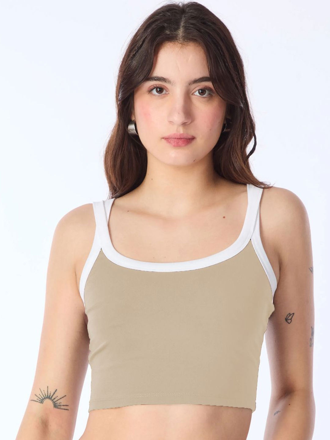 

CLAFOUTIS Cotton Crepe Crop Top, Beige