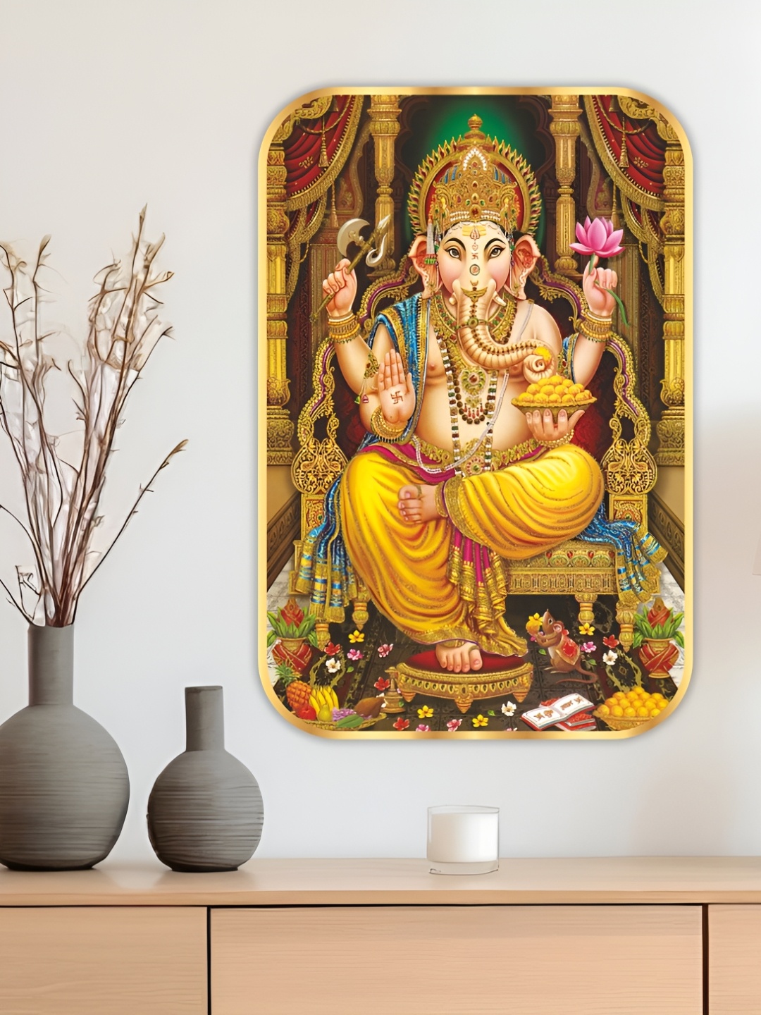 

SAF Yellow & Green 1 Piece Canvas Religious Wall Paintings