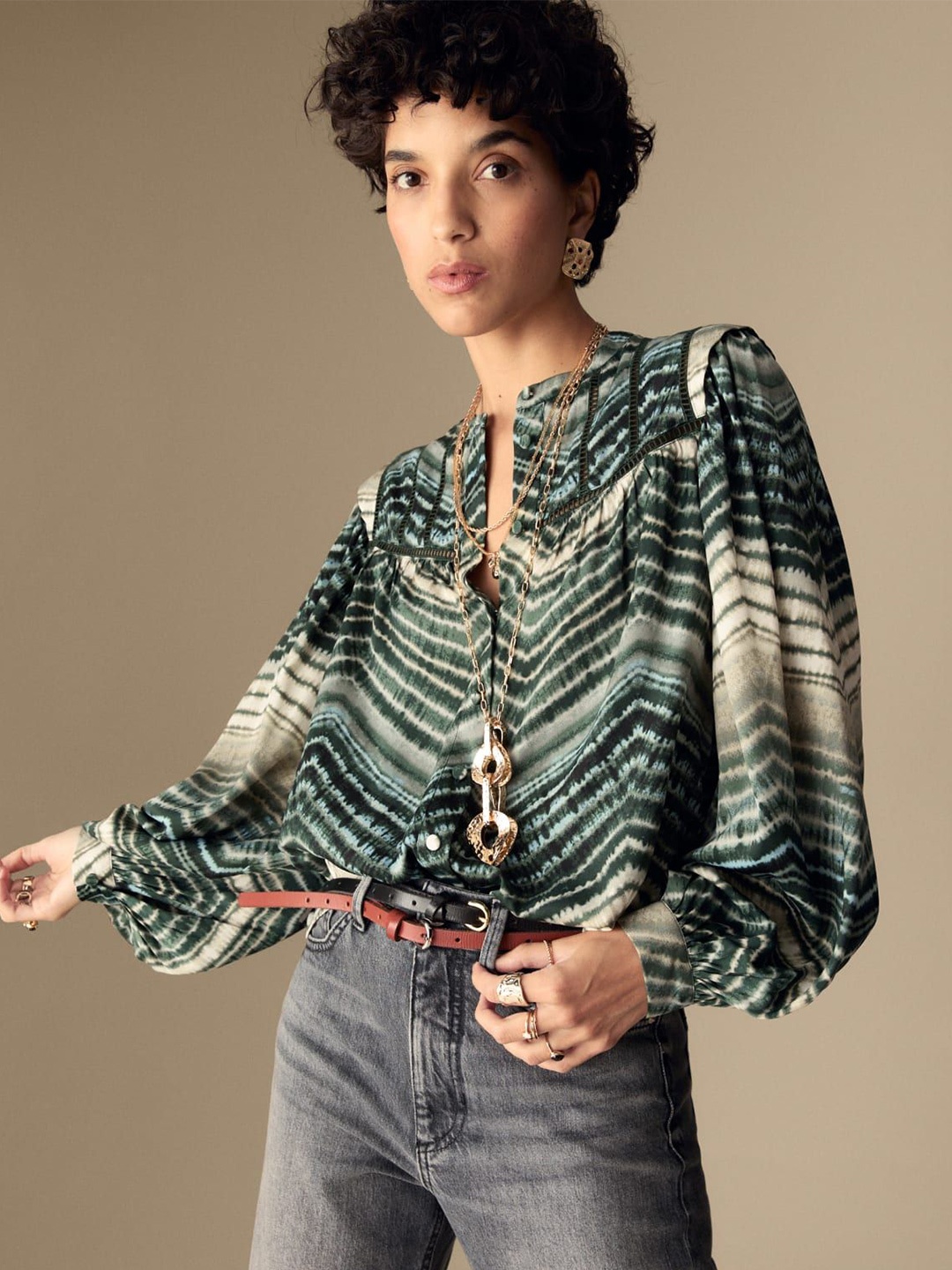 

Marks & Spencer Animal Print Top, Green