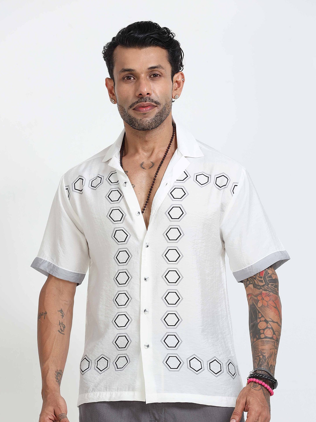 

Italian Colony Snow Drift Printed Shirt, White