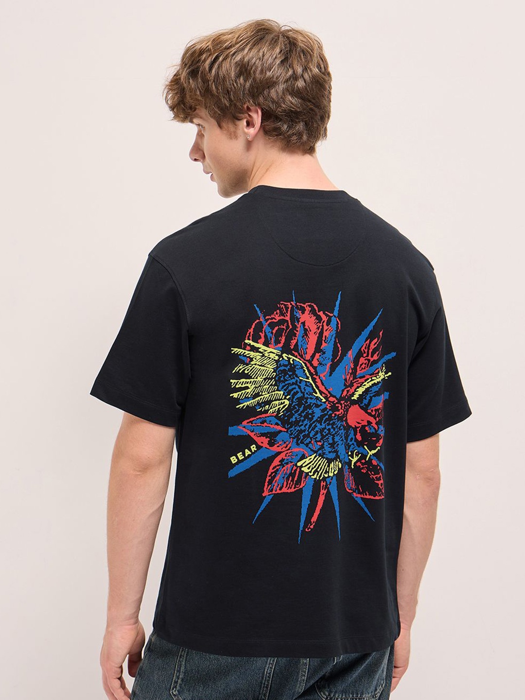 

THE BEAR HOUSE Men Printed Oversized T-shirt, Black