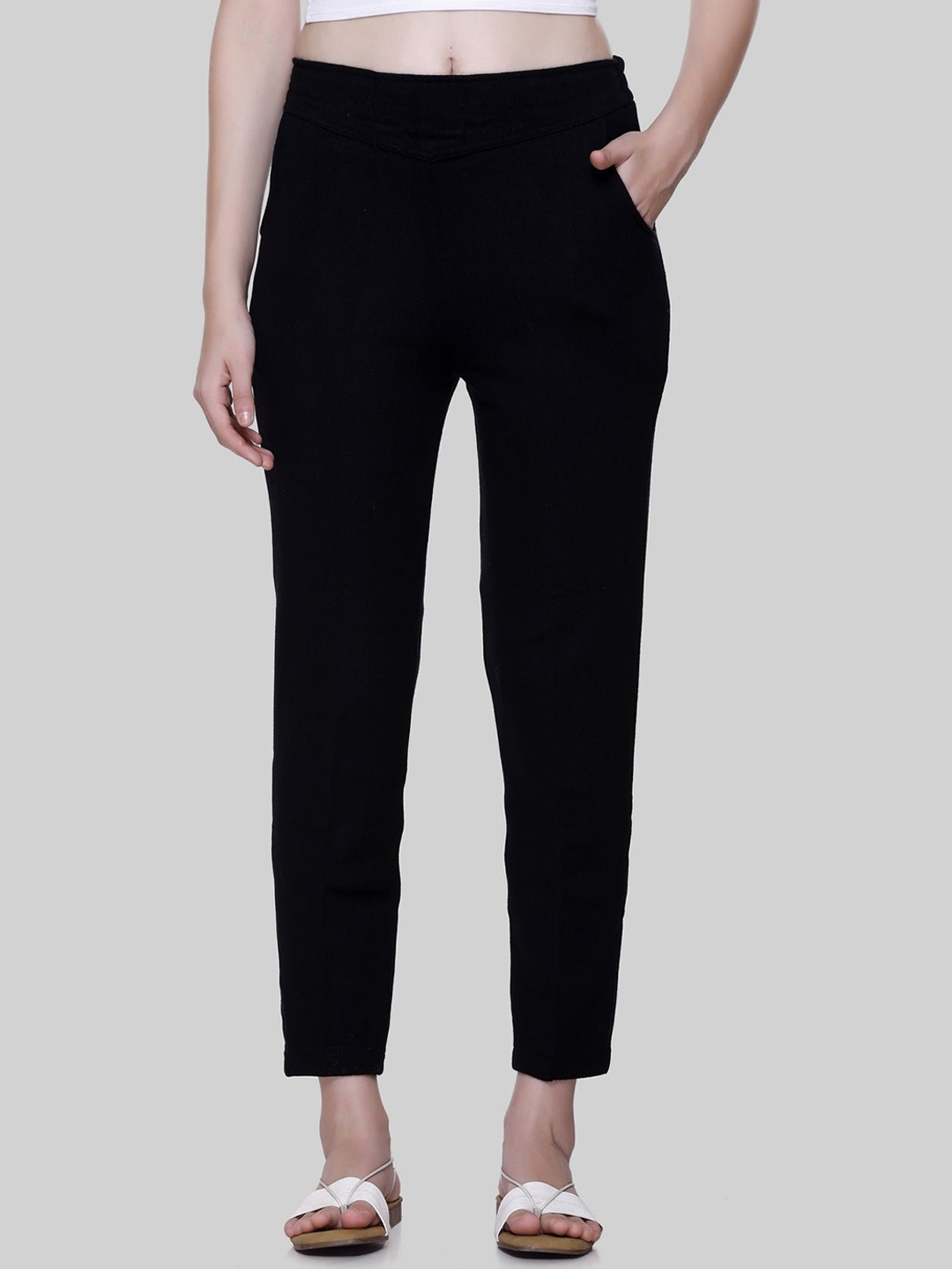 

Pampara Women High-Rise Non Iron Trousers, Navy blue