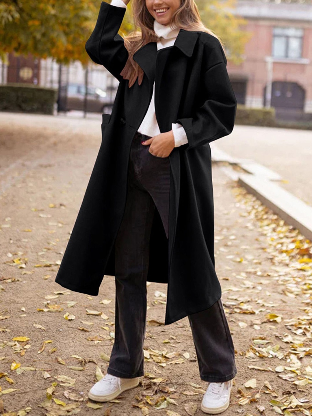 

StyleCast x Revolte Women Single-Breasted Overcoat, Black
