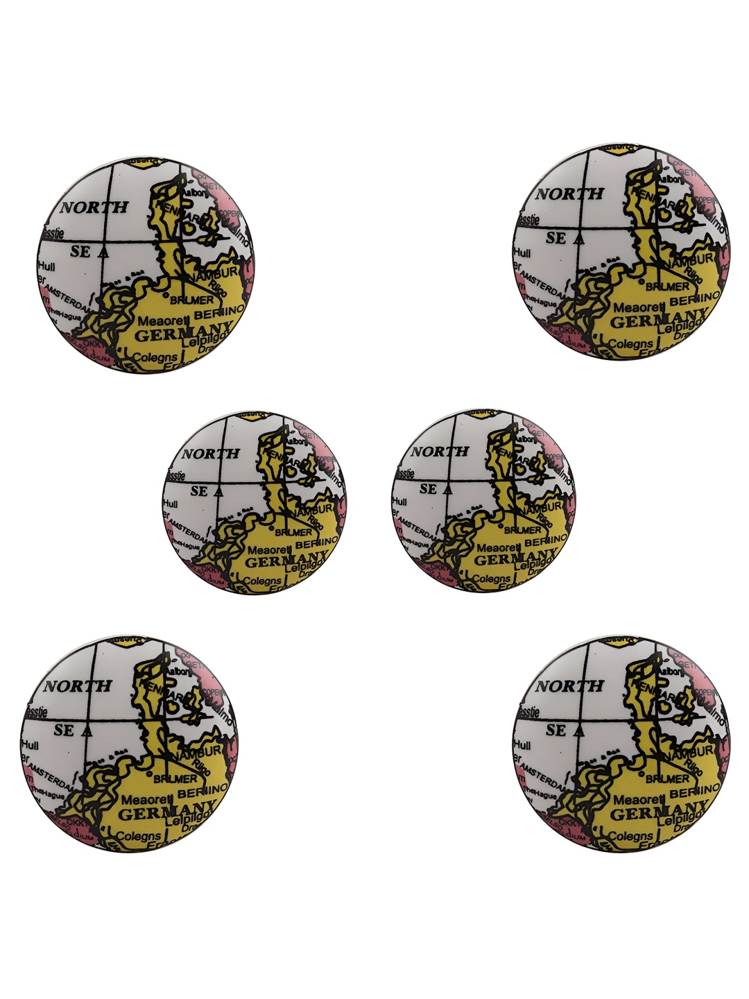 

Indianshelf 6-Pcs White & Yellow Printed Ceramic Knobs