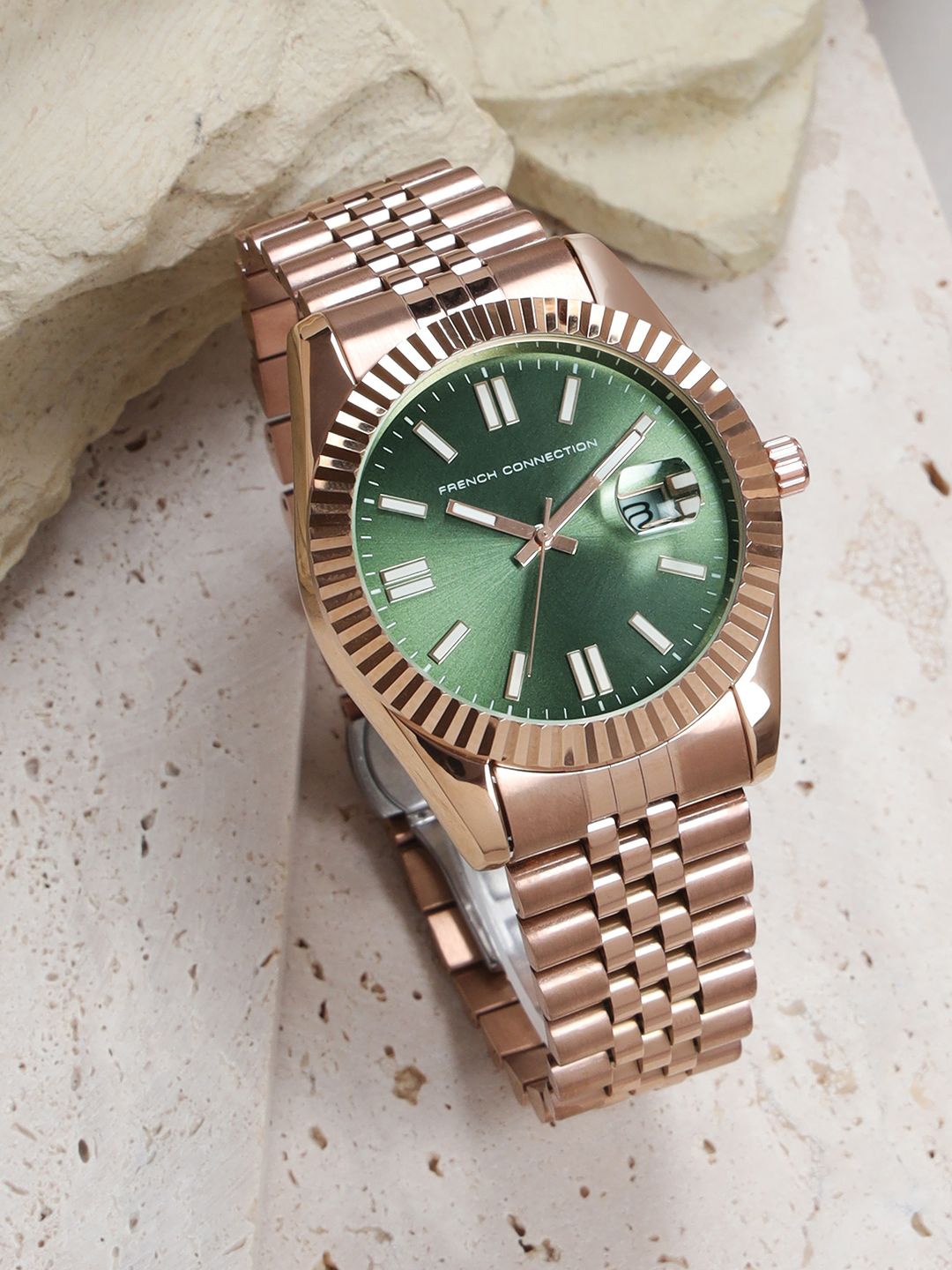 

French Connection Men Dial & Stainless Steel Bracelet Style Straps Analogue Watch FCP41RGM, Green