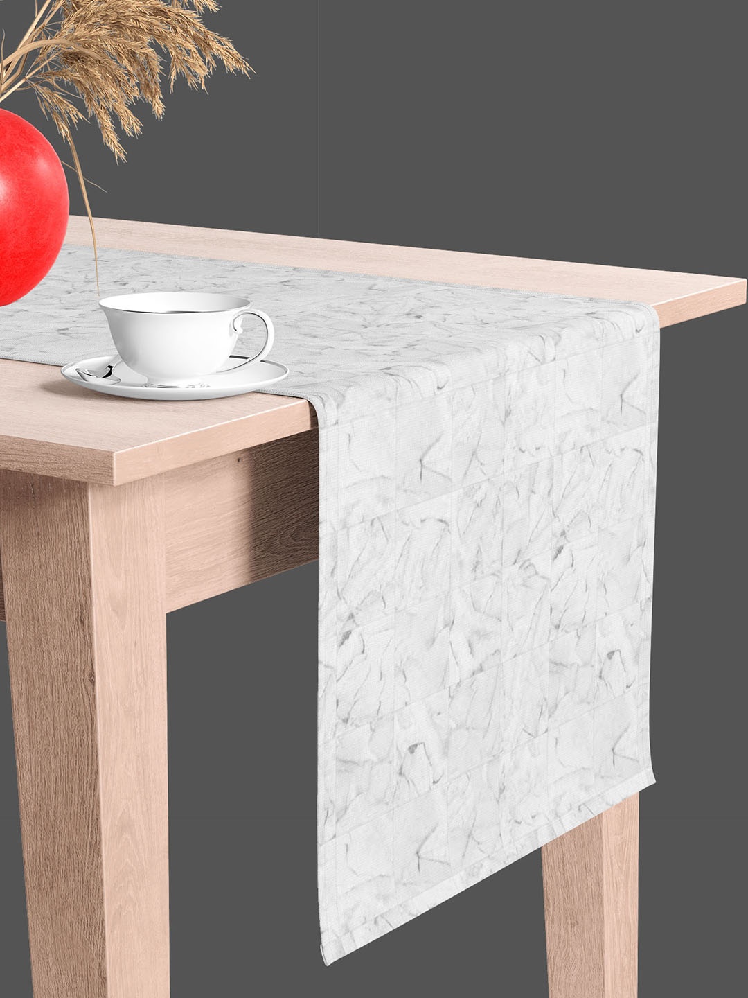 

ArtzFolio Printed Velvet Dining Center Table Runner, Grey