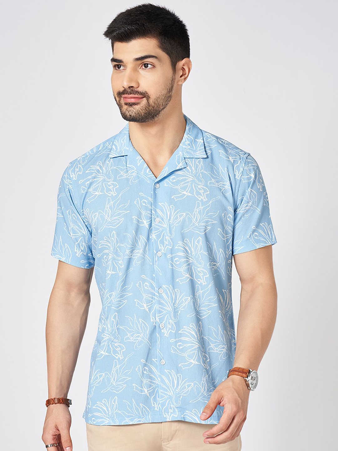 

BYFORD by Pantaloons Men Floral Opaque Printed Casual Shirt, Blue