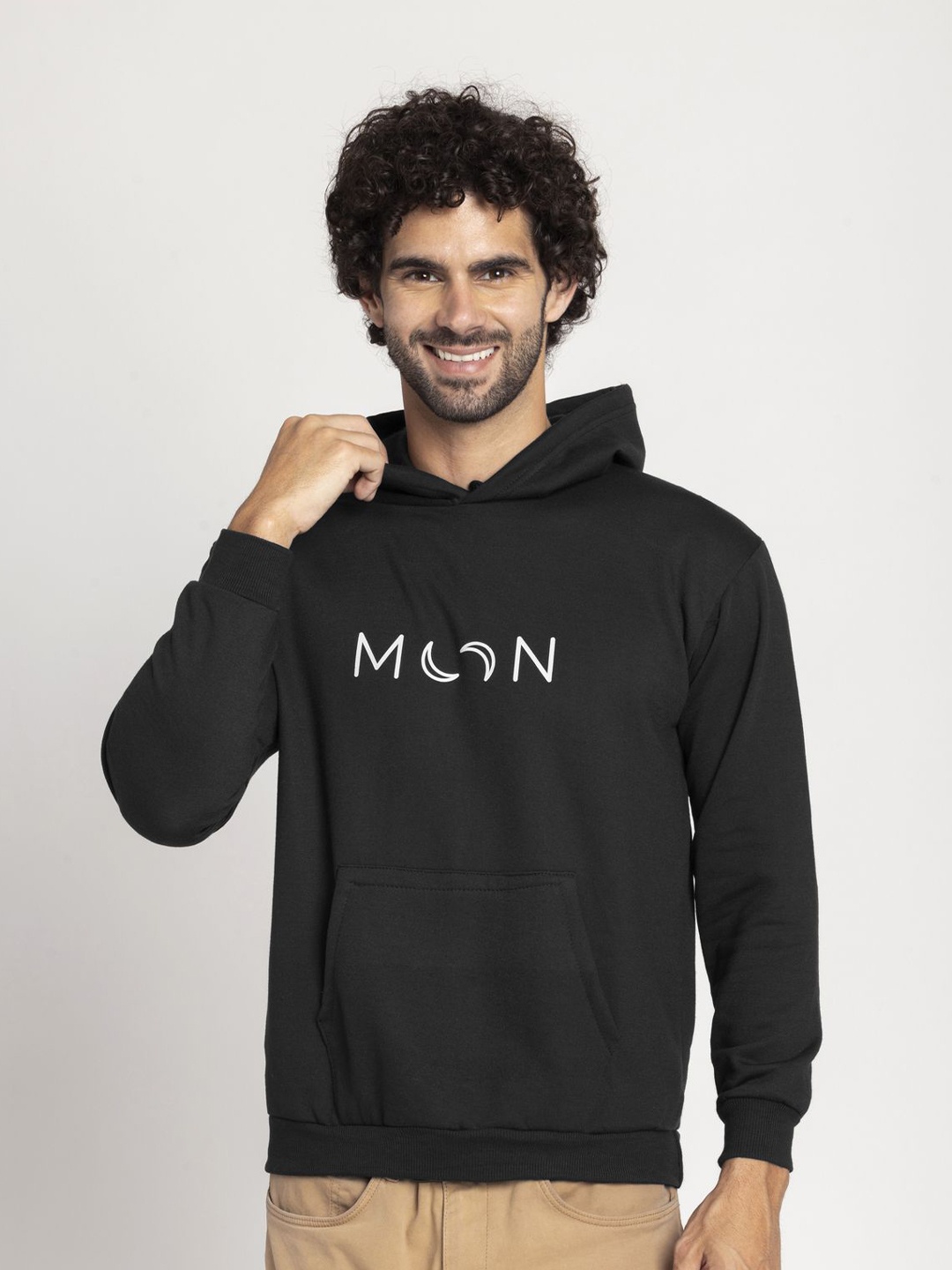 

OCTICS Men Printed Hooded Sweatshirt, Black