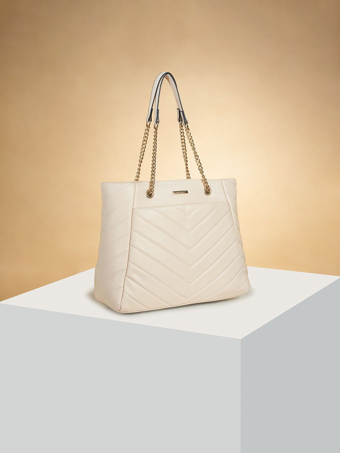 

Forever Glam by Pantaloons Colourblocked PU Oversized Swagger Shoulder Bag with Quilted, Off white