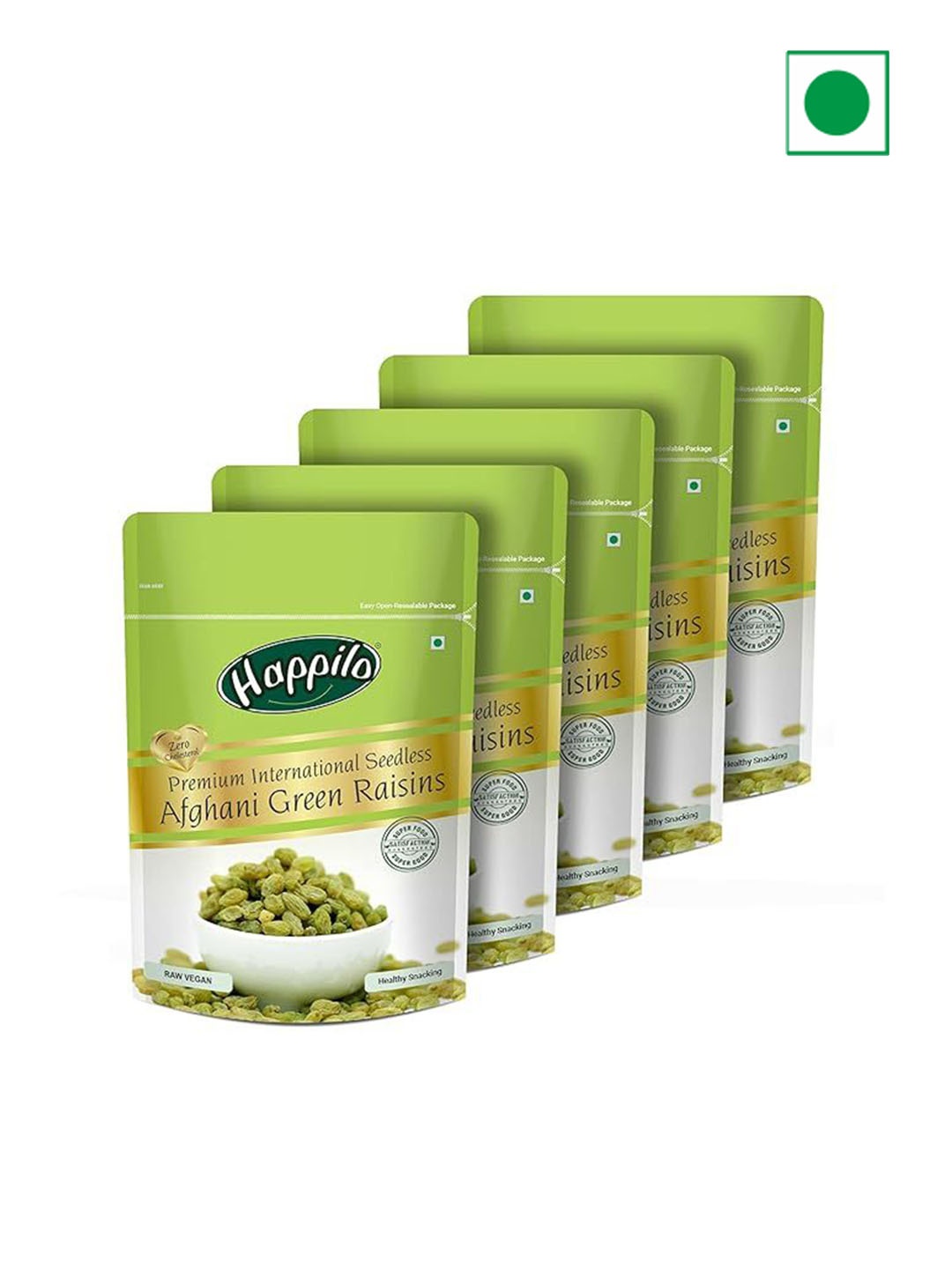 

Happilo 5 Pcs Premium Seedless Afghani Green Raisins - 200 g