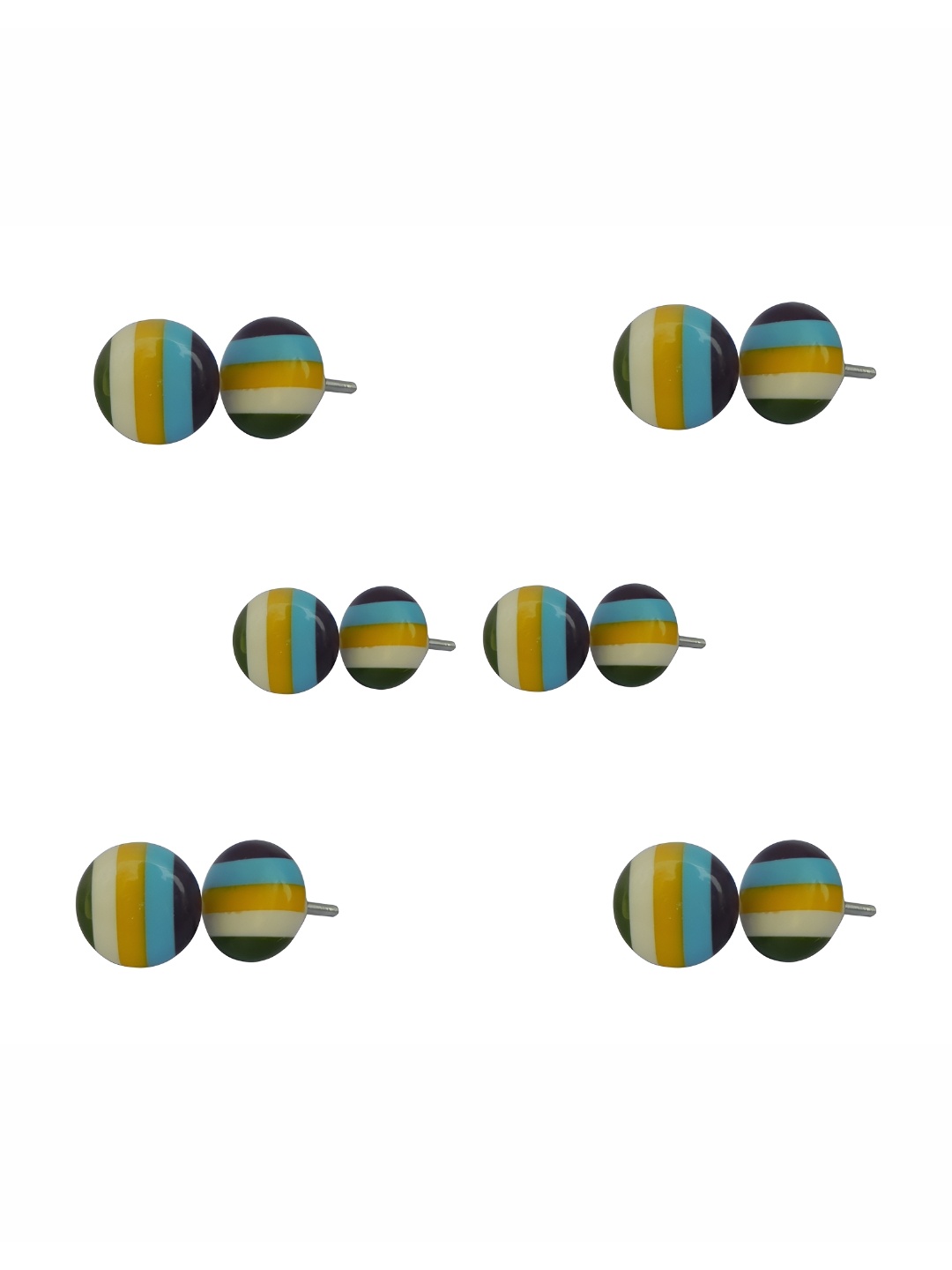

Indianshelf 6Pcs Blue & Black Striped Ceramic Knobs