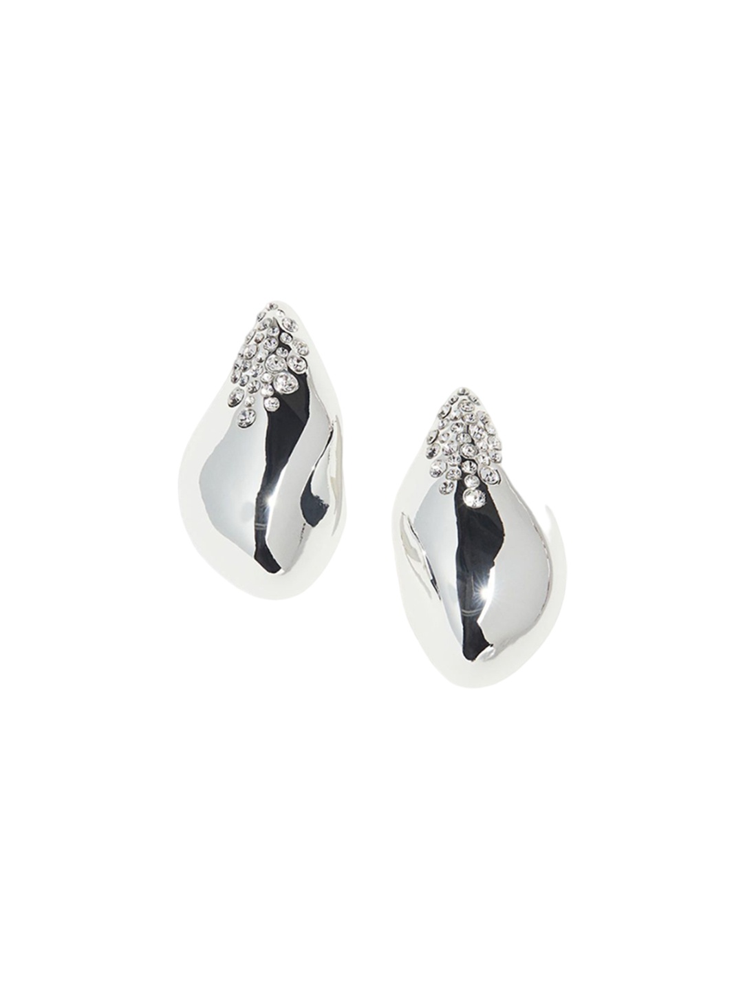 

H&M Rhinestone-Embellished Dome Earrings, Silver