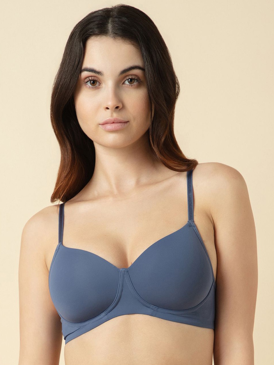 

Van Heusen Women Solid Wireless Anti Spillage Padded T-Shirt Bra, Blue