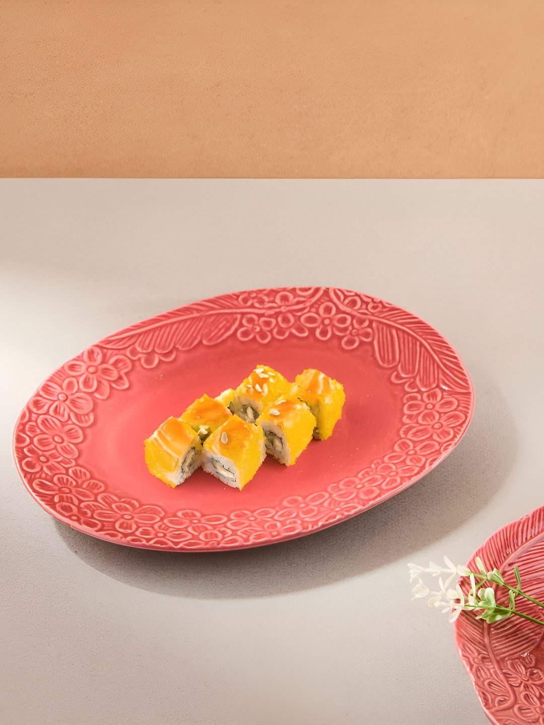 

Fabindia Pink 2024 Ceramic 1 Pieces Food Platter