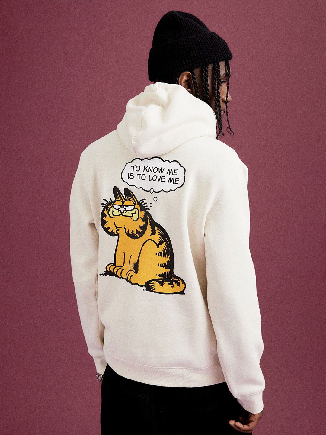 

H&M Printed Long Sleeves Hoodie, Beige