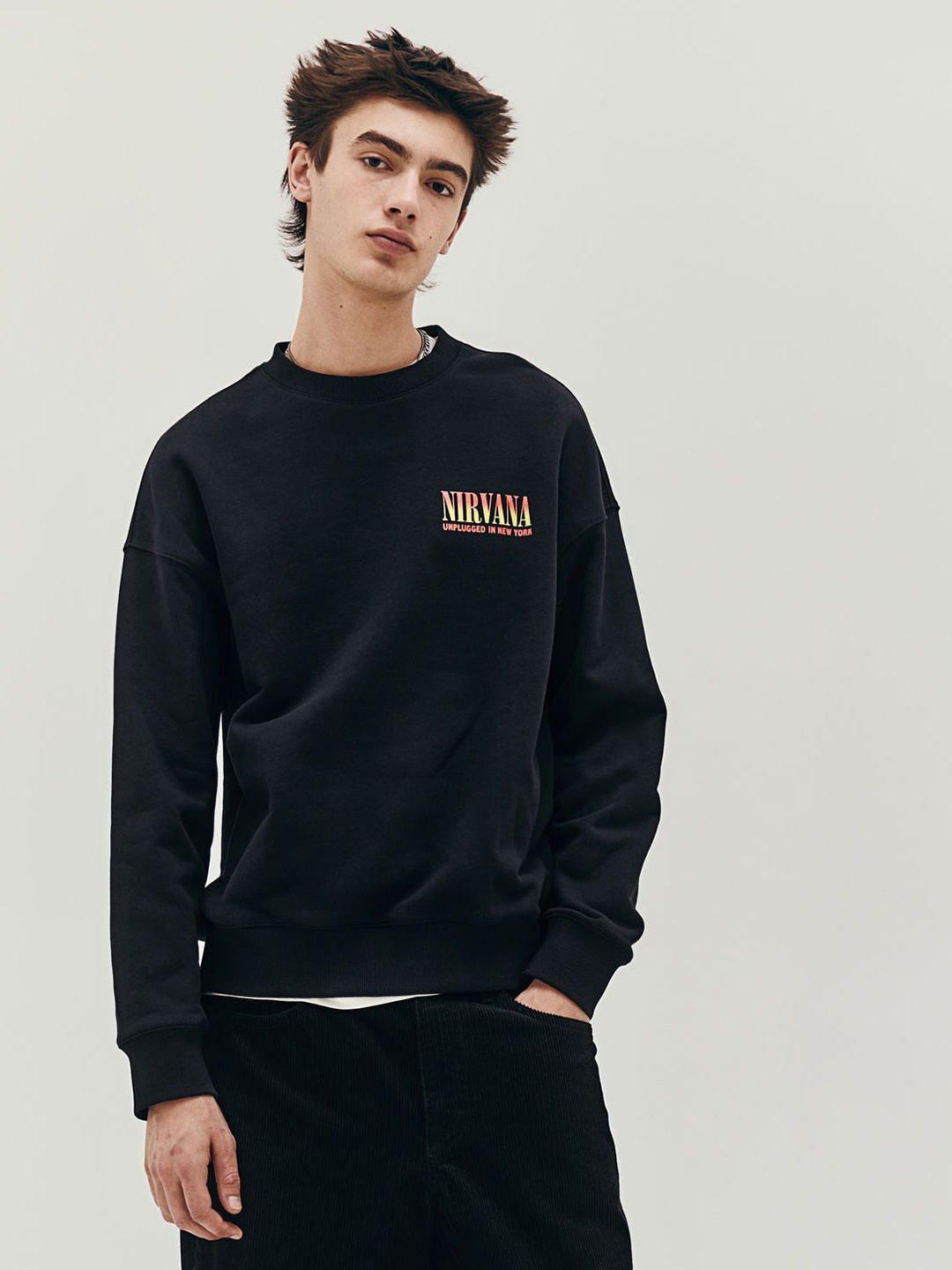 

H&M Oversized Fit Printed Sweatshirt, Black