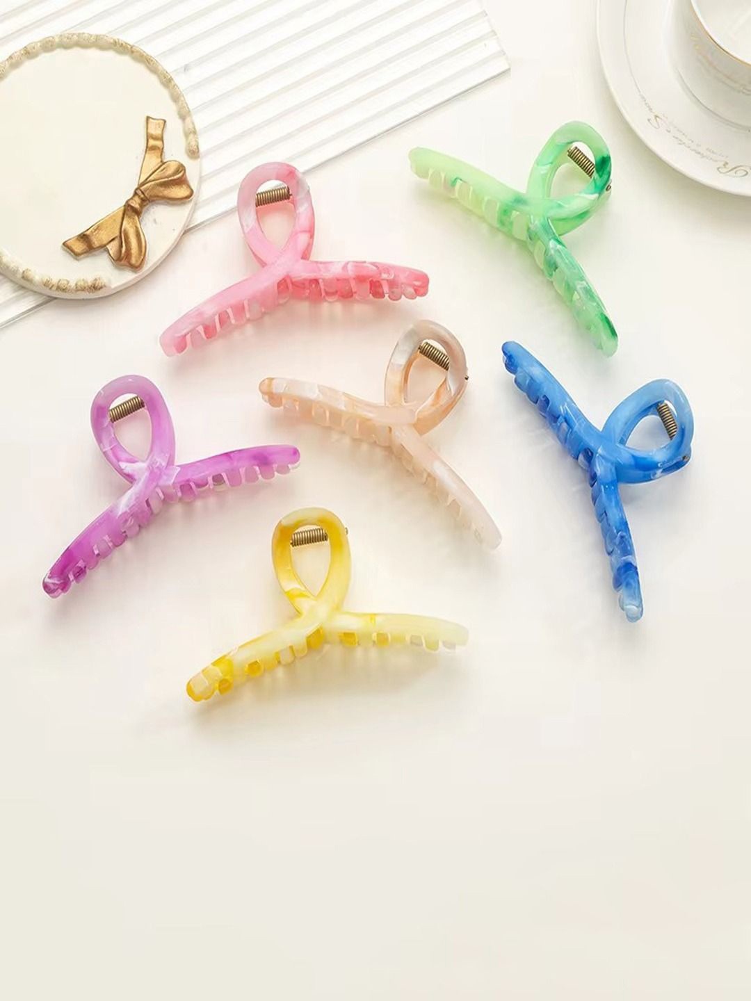 

KRENOZ Women Set of 6 Claw Clip, Pink