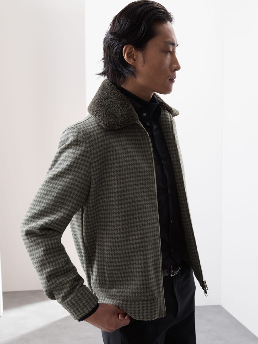 

Marks & Spencer Men Geometric Checked Crop Parka Jacket, Multi
