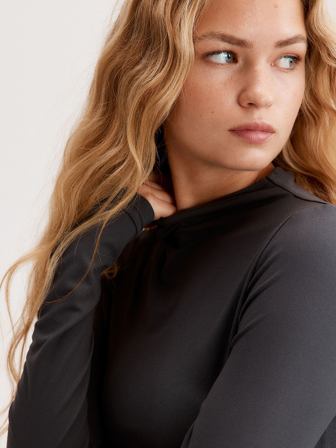 

H&M Turtleneck Thong Bodysuit, Grey