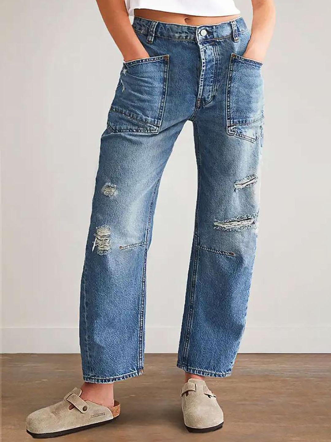 

StyleCast x Revolte Women Straight Fit Jeans, Blue