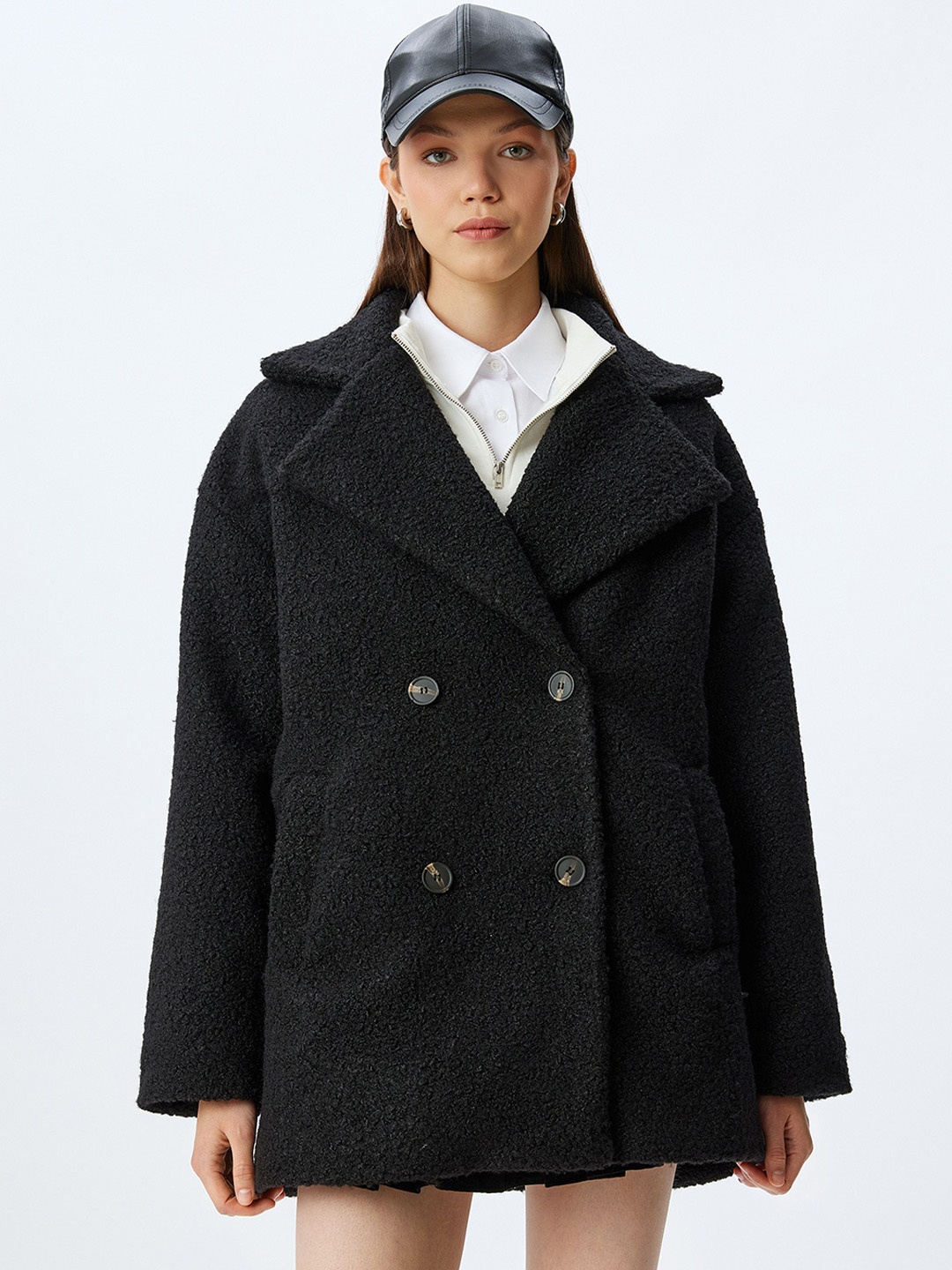 

Koton Double-Breasted Overcoats, Black